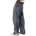 thumbnail image 4 of Mens Wide Leg Trousers Loose Fit Pleated Front Casual Pants Relaxed Fit Straight Leg Trousers for Daily Wear, 4 of 4