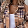 thumbnail image 4 of IROINNID Women's Shacket Jacket Long Sleeve Plaid Turndown Lapel Outwear, Loose Autumn and Winter Plaid Lapel Woolen Cloth Jacket Trench Jacket Long Over Outwear, 4 of 9