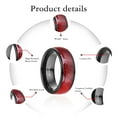 thumbnail image 5 of JQUEEN 8mm Black Tungsten Rings for Men Red Burl Wood Inlay Wedding Band Domed Comfort Fit Size 7-12, 5 of 5