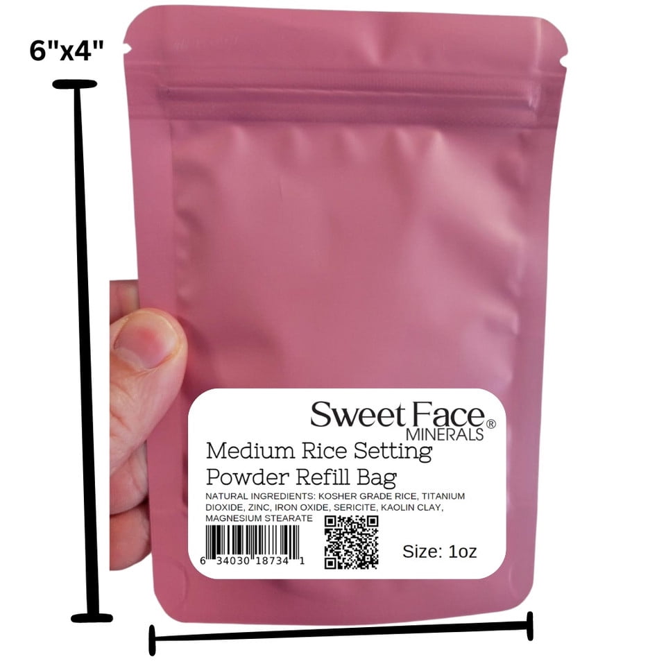 MEDIUM RICE SETTING BULK POWDER (1oz Refill Pouch) Loose Mineral Makeup Use alone or add to Foundation to create an even more Matte Finish Absorbs Oil Leaves Face Smooth Makeup Lasts Longer