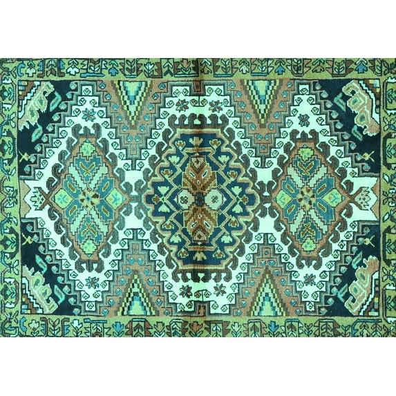 Ahgly Company Indoor Rectangle Persian Turquoise Blue Traditional Area Rugs, 5' x 7'