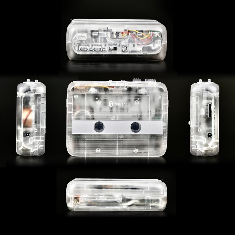 Anself TONIVENT Portable Cassette Player Stereo Auto Reverse Transparent  Tape Player & with 3.5mm AUX Input Adjustable for Home School Travel 