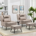 thumbnail image 2 of Andeworld Accent Chair with Ottoman,Living Room Chair with Pillow,Upholstered Armchair for Living Room, Comfy Reading Chair for Bedroom(White), 2 of 7