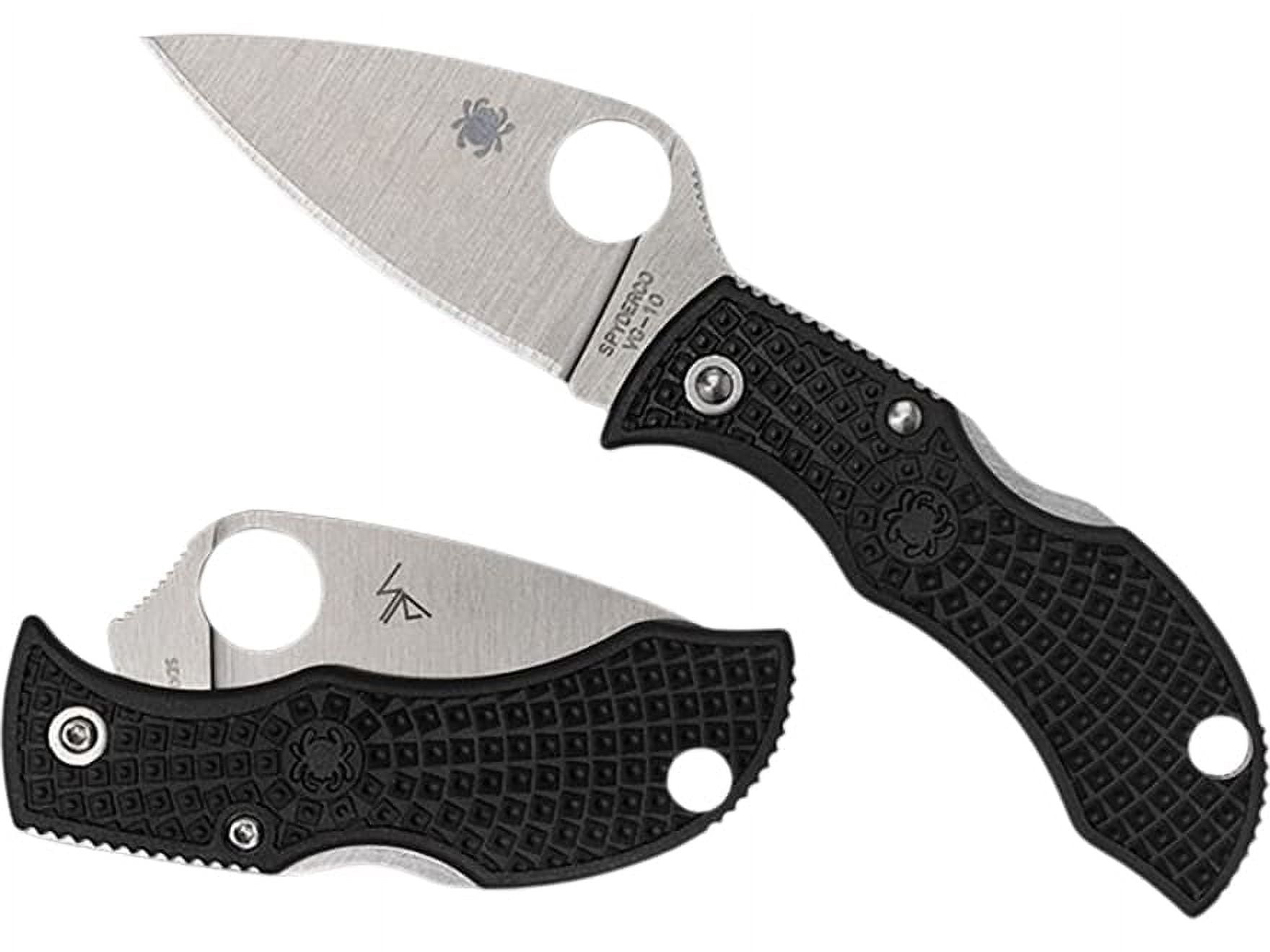 Spyderco Knives Spyderco Manbug Folding Knife Black Lightweight Leaf Serrated SPMBKLFS