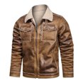 thumbnail image 2 of Awdenio Men's Autumn And Winter Solid Color Lapel Jacket Plus Velvet Warm Casual Loose Jacket, 2 of 8