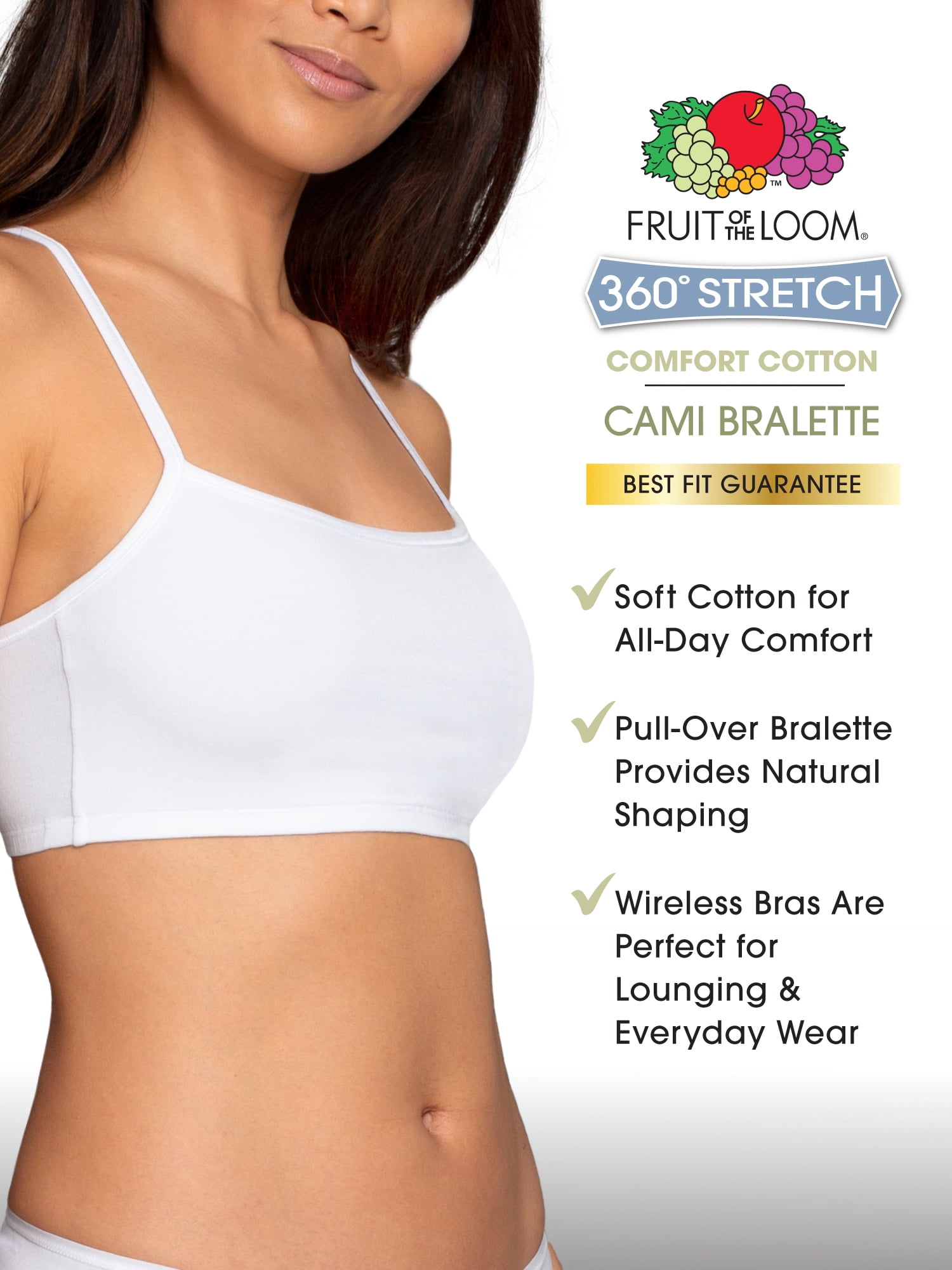 Fruit of the Loom Women's 360 Stretch Strappy Racerback Comfort Bras, 6-Pack, 9036SA