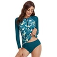 thumbnail image 3 of Women Rash Guard Long Sleeve Swimsuits UV UPF 50+ Two Piece Swim Shirt Bathing Suit with Built in Bra - M US(8-10), 3 of 7