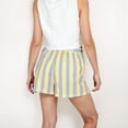 thumbnail image 6 of Women's Striped Elastic Waist Lounge Shorts with Relaxed Fit and Side Pockets - Medium, Yellow, 6 of 7