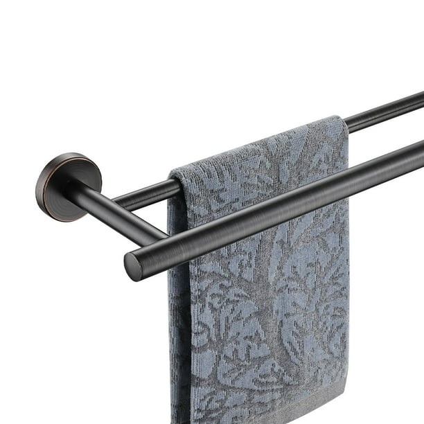 JQK Barra doble para toallas de baño, bronce aceitado, 33 pulgadas, acero inoxidable 304, espesor de 0,8 mm, toallero para baño, soporte para toallas, montaje en pared, longitud utilizable 30 pulgadas