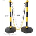 thumbnail image 2 of 6 Pack Traffic Delineator Post with Base and 5FT Plastic Chain Links, Stanchions with Fillable Base, Outdoor and Indoor Crowd Control Barriers for Traffic Control and Warning, Yellow+Black, 2 of 8