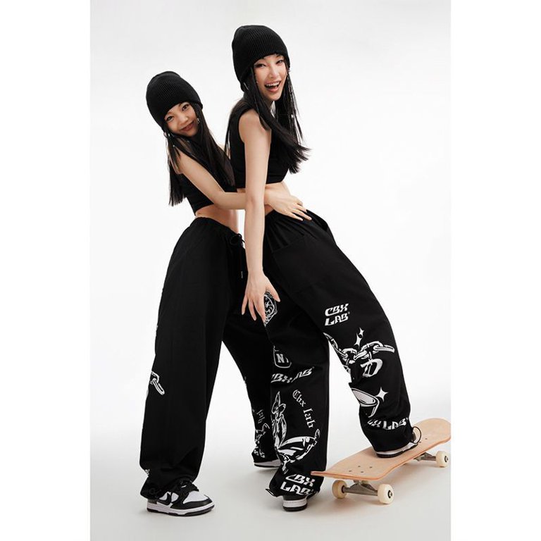 DAYEH Deeptown Y2k Streetwear Baddie Sweatpants Women Black