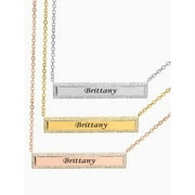Next Day Shipping Personalized Bar Name Necklace with Cubic Zirconia Stones on the border