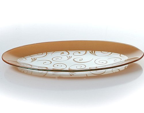 GAC Tempered Glass Oval Platter Serving Tray and Decorative Plate  Unbreakable - Chip Resistant - Oven Proof - Microwave Safe - Dishwasher  Safe - 