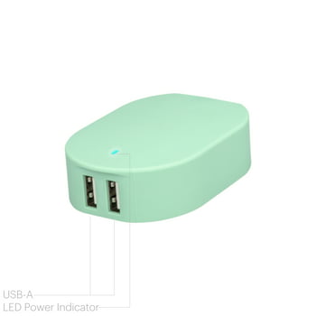 onn. 4.8A Dual-Port USB Wall Charger, Foldable Plug, Compatible for iPhone, iPad and Android s