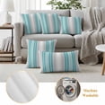 thumbnail image 6 of Turquoise Aqua Stripes Outdoor Waterproof Pillow Covers, Modern Minimalist Abstract Lines Decorative Rectangle Throw Pillowcase Sofa Cushion Sham for Patio/Couch/Chair, 20"x12" 2 Pack, 6 of 8