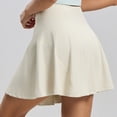 thumbnail image 4 of mgoYE Tennis Skirts for Women With Shorts Women's Pleated Tennis Skirt with Shorts High Waisted Golf Yoga Skort Mini Skirt Workout Skirt Athletic Skorts with Pockets(Beige,2XL), 4 of 6