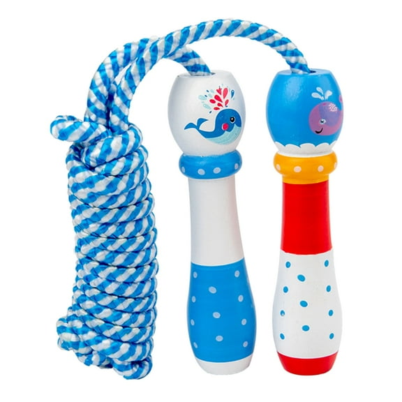 Skipping Rope, Kid Jump Rope for Children Wood Handle Woven Cotton Jumping Rope