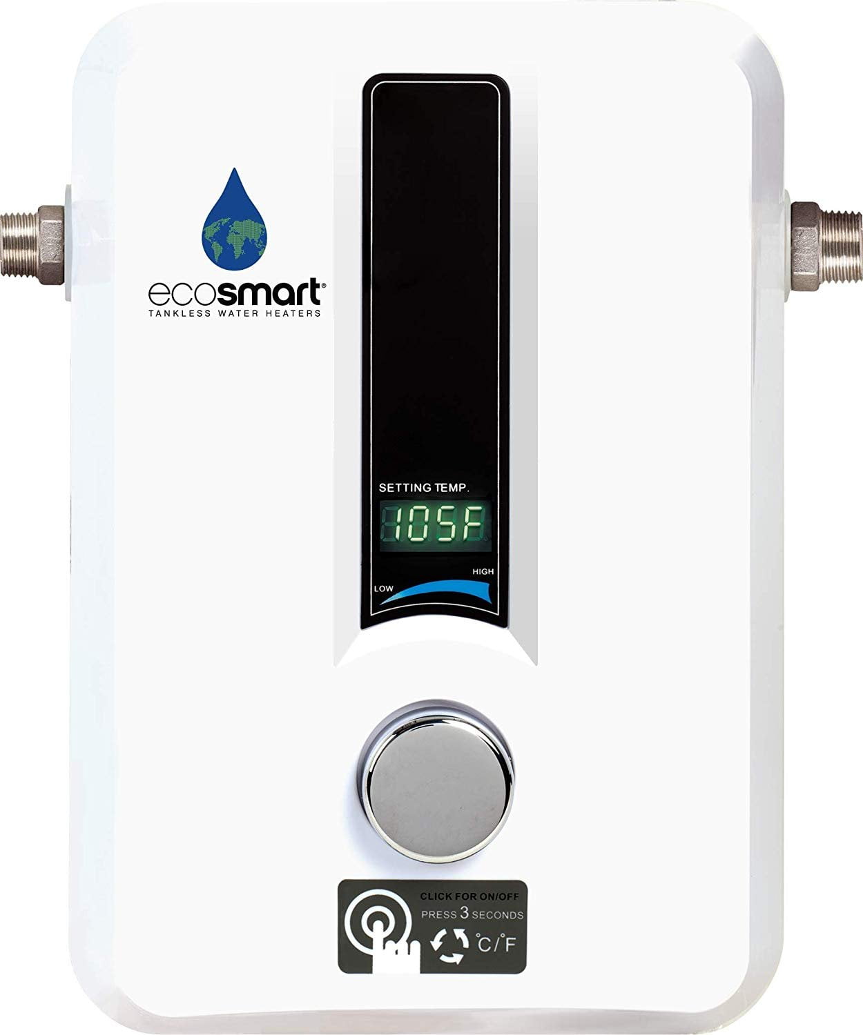 Tankless Water Heater Electric 11kW 240 Volt thermomate On Demand Instant Endless Hot Water Heater Digital Temperature Display Compact Easy Installation for Residential Ponit of Use