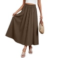 thumbnail image 3 of Pounoo Maxi Skirts for Women Elastic Waist Skirts Boho Vacation Style Lightweight Breathable Button Front With Pockets Flowy A-Line Skirts Gift, 3 of 9
