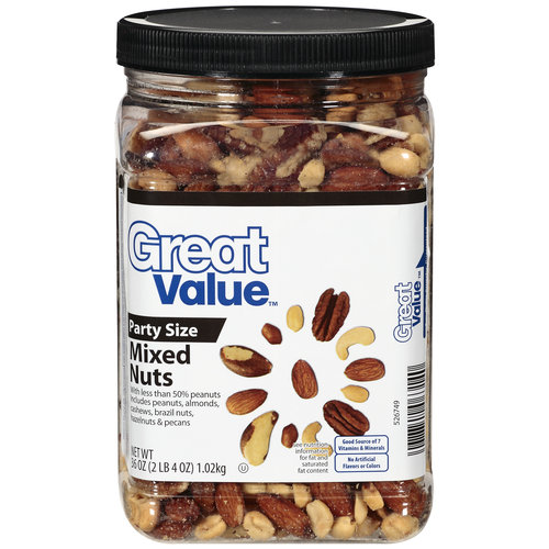 Great Value Mixed Nuts Party Size, 36 Oz.