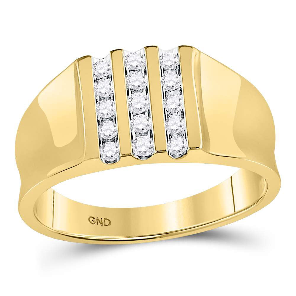 GND 10kt Yellow Gold Mens Round Channelset Diamond