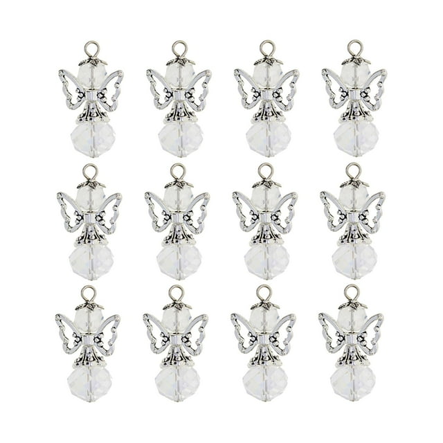 12 Piezas Vintage Mariposa ángel Colgantes Facetadas Envejecidas Cuelgan para Bricolaje Joyería Col claro