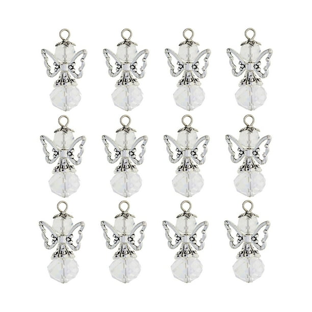12 piezas Vintage mariposa ángel colgantes facetadas envejecida cuelgan para DIY joyería colgante a claro