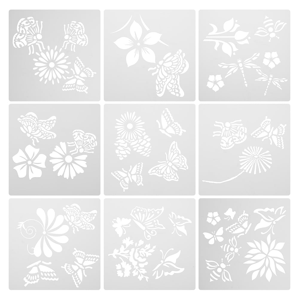 Washable Plastic Letter/Flower/Leaf /Animal Pattern Stencils for Painting on Canvas Fabric Wood Furniture Wall Paper 32 Pieces Drawing Stencils Set for Kids DIY Drawing Crafts Home Decor 