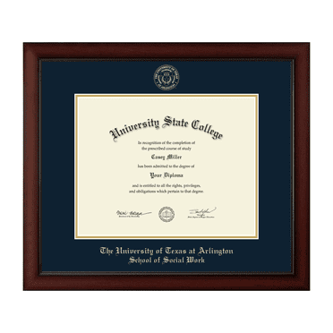 The University of Texas at Arlington School of Social Work Diploma Frame, Document Size 14" x 11"