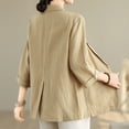 thumbnail image 4 of XUNKUSGA Cutton Linen Blazer Women Casual 3/4 Sleeve Work Jacket Lightweight Business Casual Jackets Tops Notch Lapel One Button Suit Coat Jackets, 4 of 4