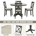 thumbnail image 3 of 5 Piece Modern Solid Wood Dining Room Set with 4 Chairs, Simple Style Kitchen Table Set with Table and 4 Cross Back Chairs, Round Table with Chairs for Small Places (Gray), 3 of 8