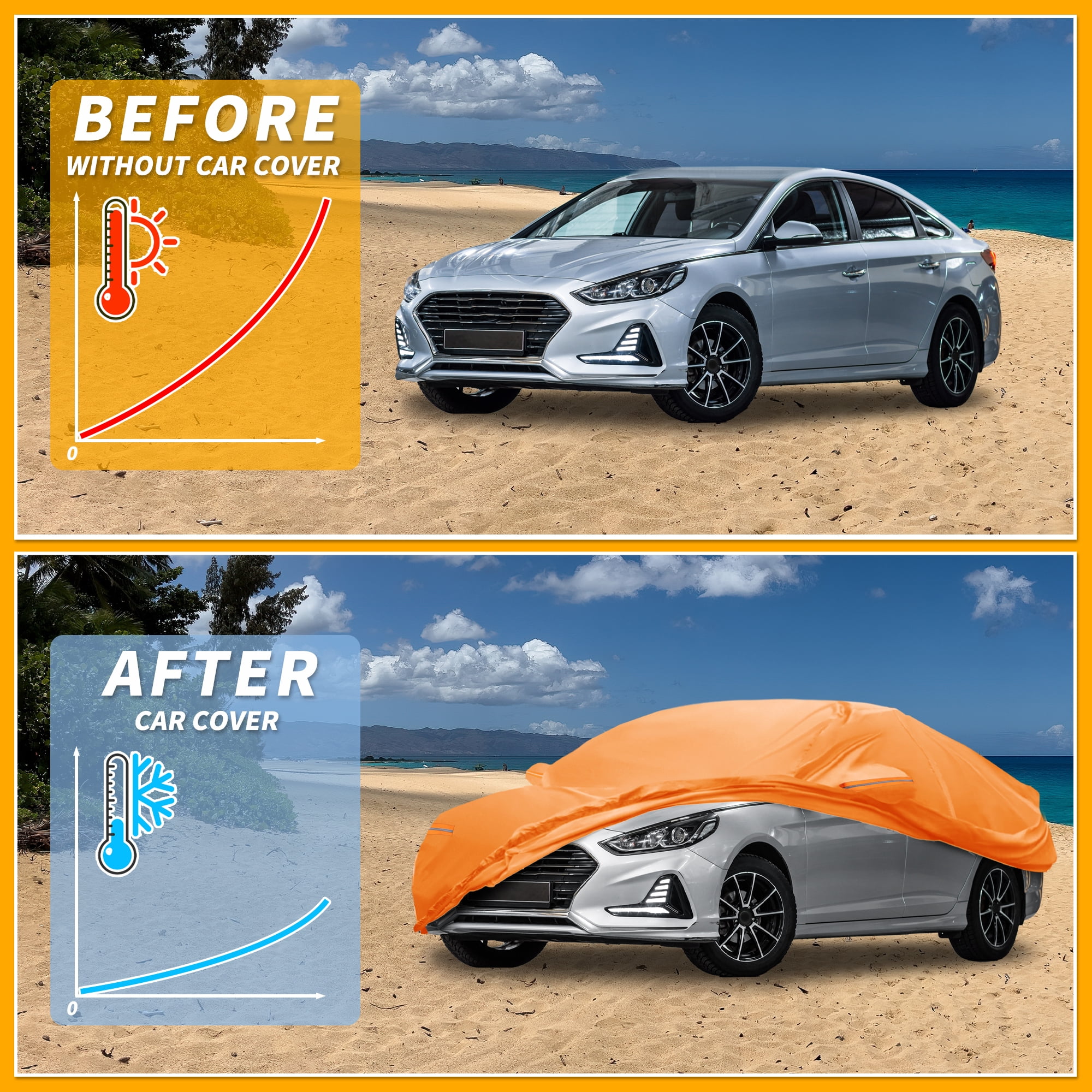Unique Bargains Auto Cover Aluminum Film Orange 205.91"x58.27"x50.39"