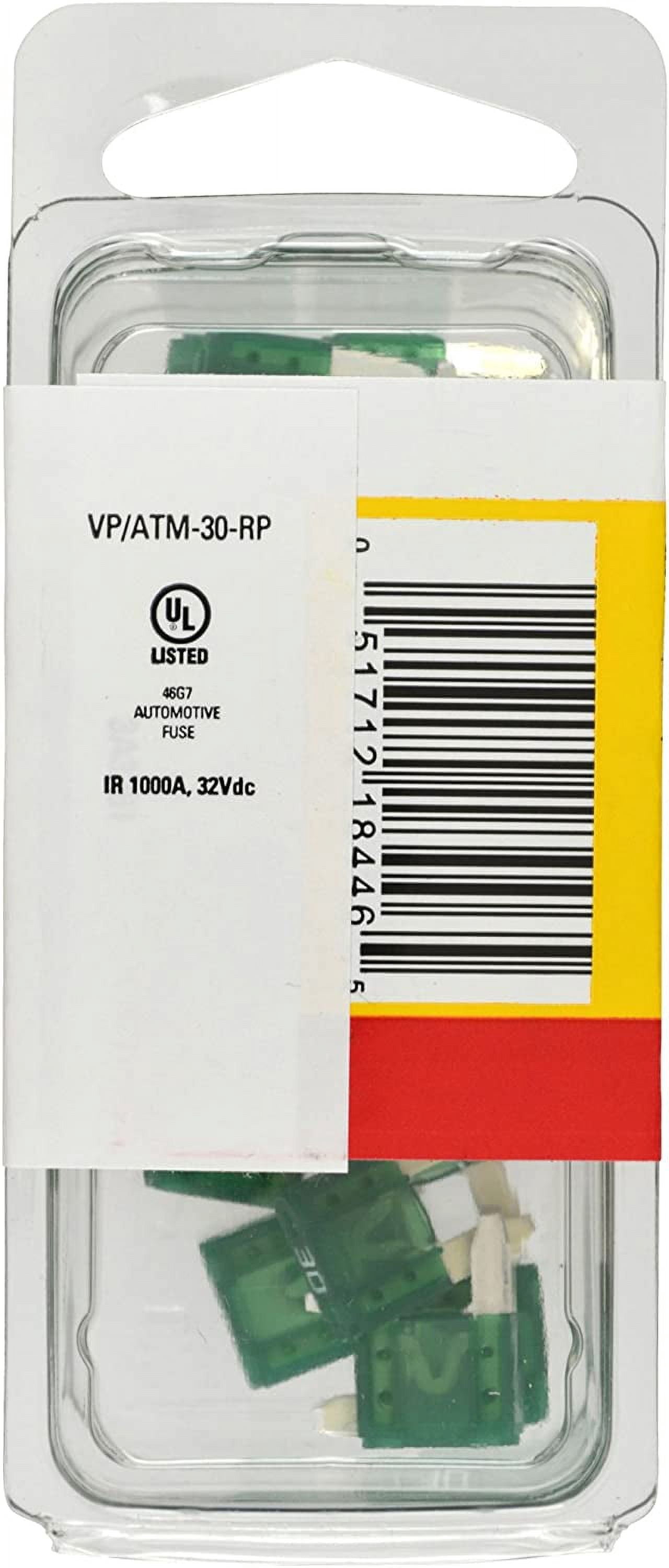 Bussmann (VP/ATM-30-RP) Green 30 Amp Fast Acting ATM Mini Fuse, (Pack of 25)