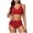 Red, variant on Tbopshirt Swimsuits for Women,Womens Bathing Suits,Fashion Women Solid Bikini Push-up Brazilian Swimwear Beachwear Set Swimsuit,Plus Size Swimsuits
