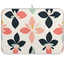 Yayeee Dish Drying Mat for Kitchen Counter 18"x24" Microfiber Absorbent Pad, Black Retro Flower