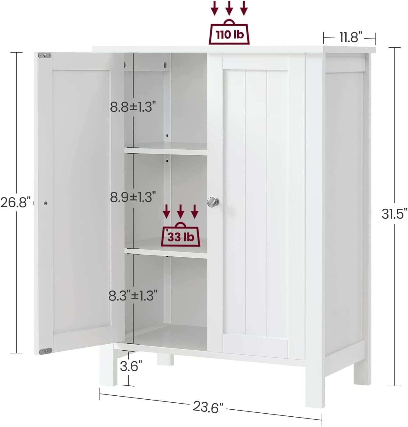 VASAGLE 2 Drawer Multifunctional Bathroom Storage Cabinet Organizer Tower,  White, 1 Piece - King Soopers