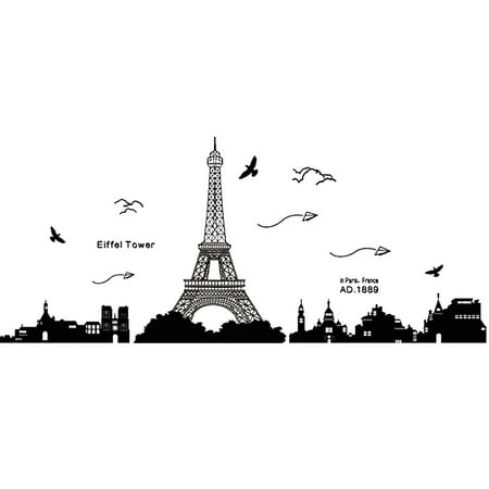 

Bcfsvew Wall sticker decorative vinyl adhesive for rooms bedroom kitchen view of Paris E^iffel Tower Black Color Vanity for Teen Girls Bedroom with Lights