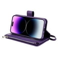 thumbnail image 3 of SaniMore for iPhone 14 Pro Max Magnetic Detachable Flip Zipper Wallet Case, PU Leather 2-in-1 Cover with Wrist Strap Card Slot & Multi-Angle Kickstand Full Body Protective Shell, Purple, 3 of 8