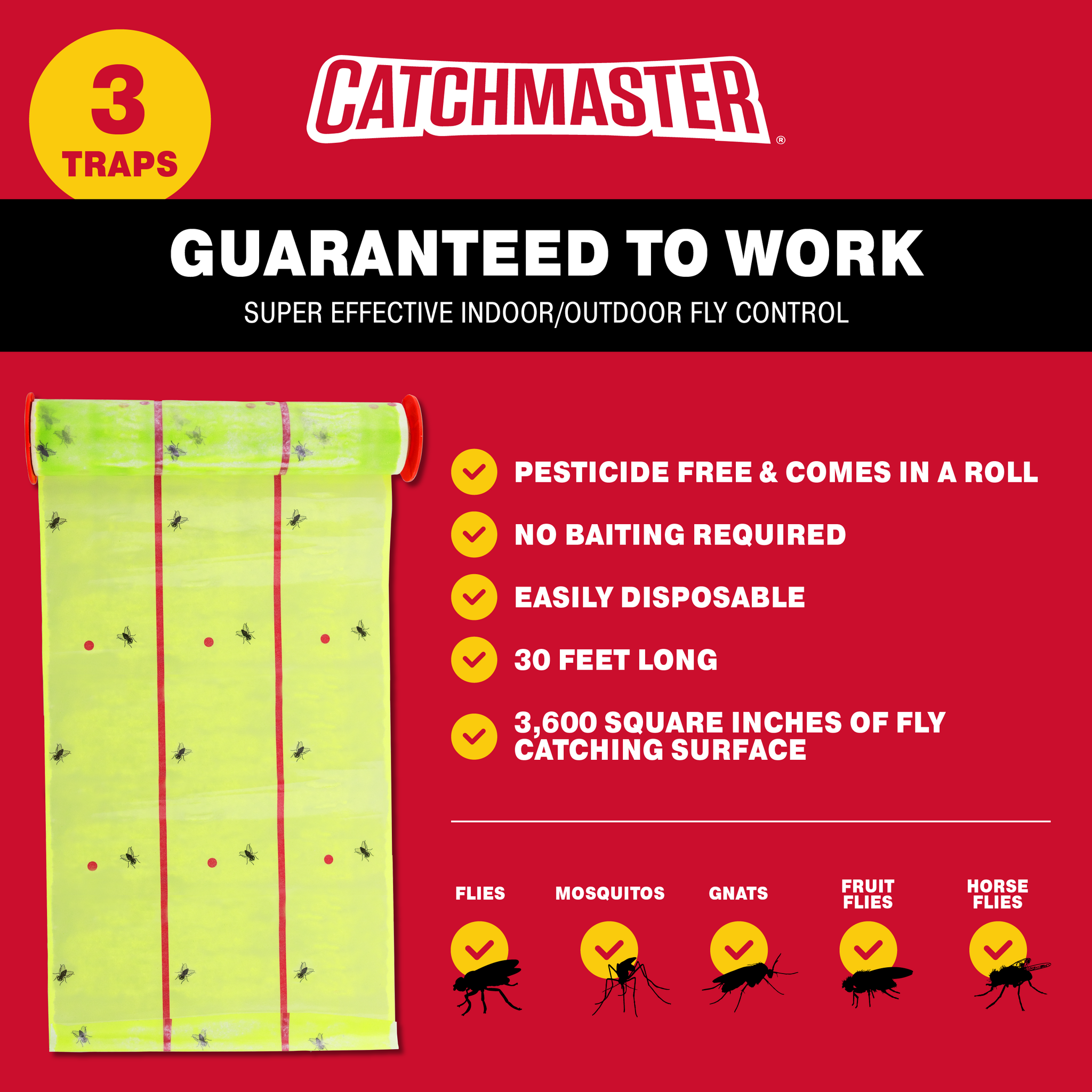 Catchmaster Giant Fly Paper Glue Trap 3-Pack photo 4