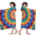 thumbnail image 4 of Colorful Tie Dye Floral Mandala Hooded Bath Towel，60"x35" for Ages 3 To 12 Kids, Quick Dry Lightweight Soft Microfiber Hood Beach Towel Cover Up for Kids, 4 of 7