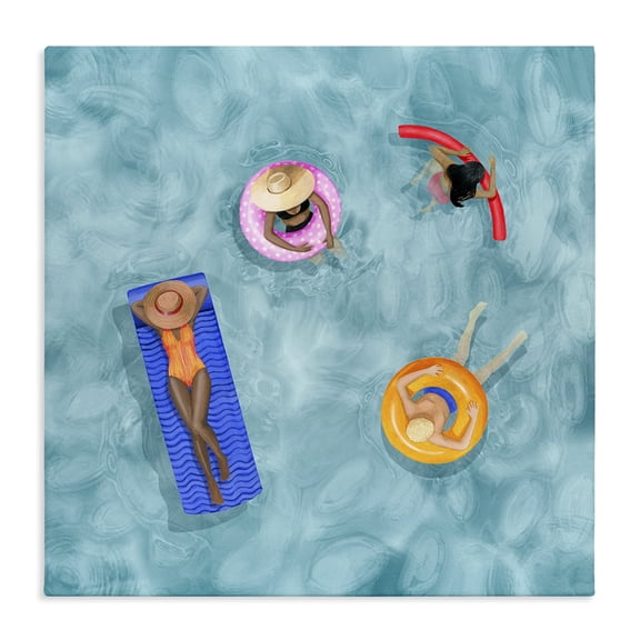 Stupell Industries Contemporary Pool Floats Swimming Summer Beach Canvas Art, 24 x 24, by Grace Popp