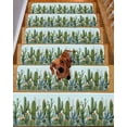 thumbnail image 2 of Green Cactus Stair Treads for Wooden Steps Indoor Runner Rug Carpet, Watercolor Summer Botanical Blue 7 Pieces Peel and Stick Staircase Step Treads Covers Washable Throw Door Mats, 30"x8", 2 of 6