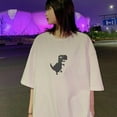 thumbnail image 4 of Summer Couple Wear Summer Wear Reflective Dinosaur Print Short-Sleeved T-Shirt Korean Version Loose, 4 of 6
