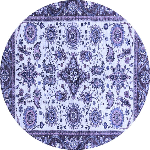 Ahgly Company Indoor Round Abstract Blue Modern Area Rugs, 7' Round