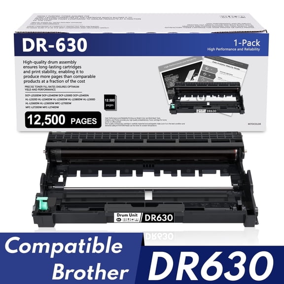 DR 630 DR-630 DR630 Drum Unit Compatible for Brother DR 630 DR 630 DR-630 Black Compatible with Brother HL-L2320D MFC-L2700DW MFC-L2720DW Printer (Toner Not Included)