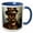 Blue/White, variant on 3drose, Fantastic Machine Skull in Metal Helmet. Fantasy Mechanical Gear, 11oz Mug