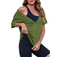 thumbnail image 4 of Summer Women Short Sleeved Top Deep V Neck T Shirt Casual Loose Basic T Shirt, 4 of 5