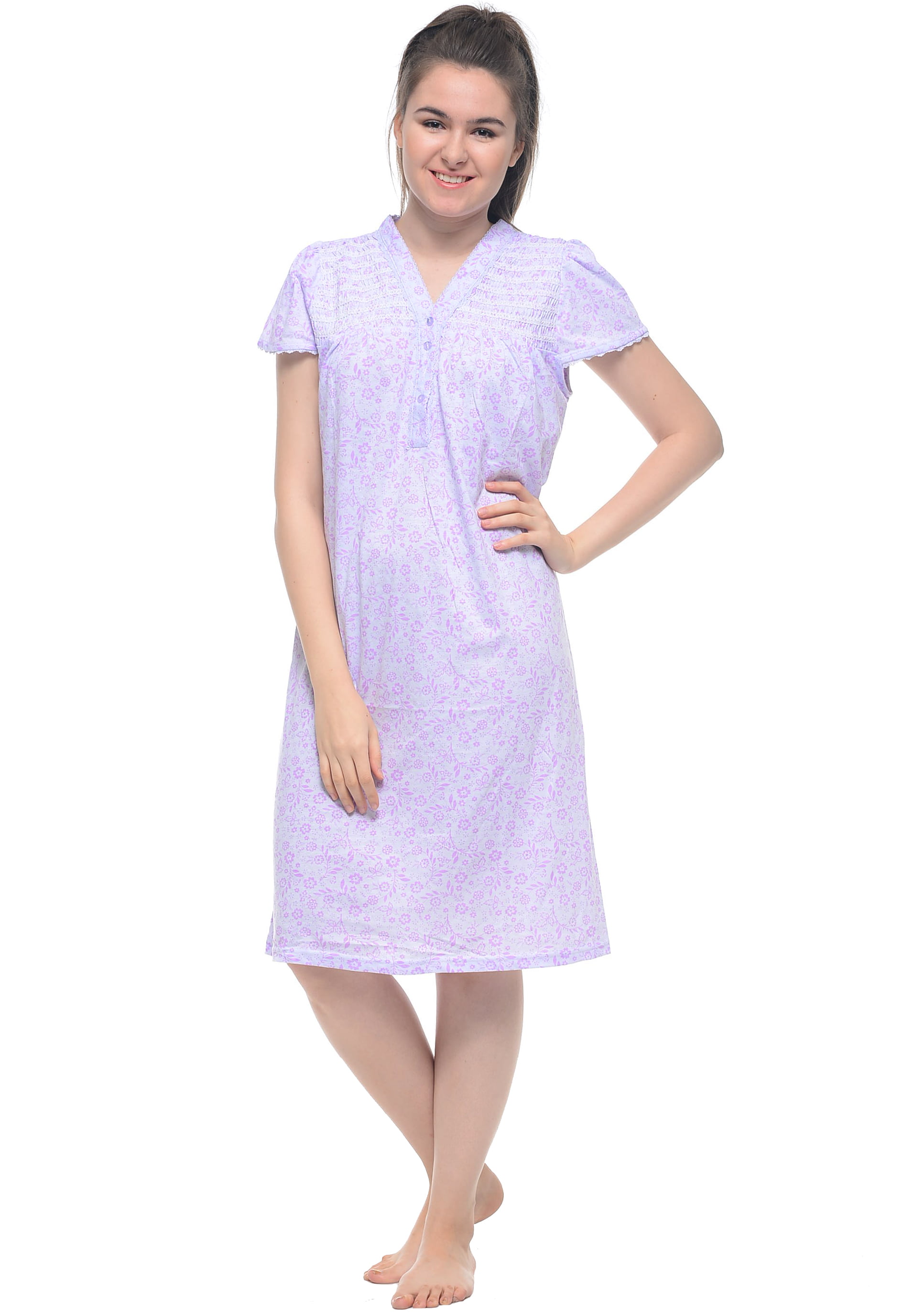 Casual Nights Womens Cap Sleeve Floral Nightgown 