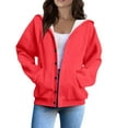 thumbnail image 5 of Duoif Women's Hoodies, Women's Long Sleeve Cardigan - Casual Button Pocket Design Womens Sweatshirt Red S, 5 of 8