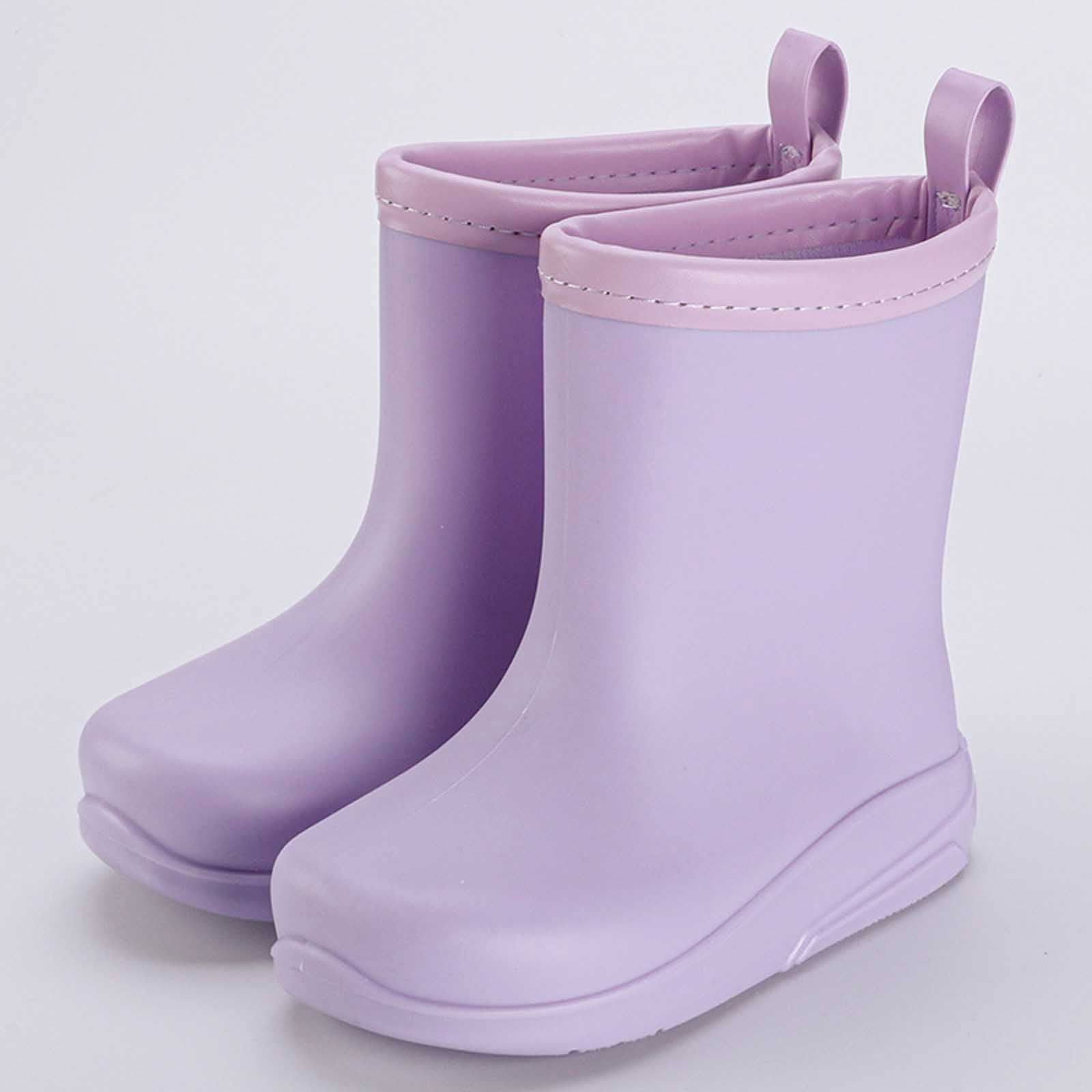 Tisuna Boys Girls Rain Boots Toddler Solid Color Anti- Easy On Booties Waterproof Lightweight Unisex Children Rainy Day Outdoor Rain Shoes Size 10-10.5 Years